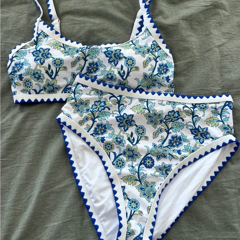 Blue Floral Bikini Set